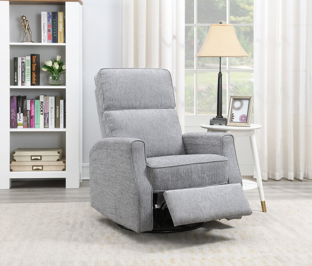 English Elm Wallace & Bay - Gray Swivel Gliding Recliner in Graphite Finish, Transitional Style, Easy-Care Fabric, Compact Comfort B2709P212440
