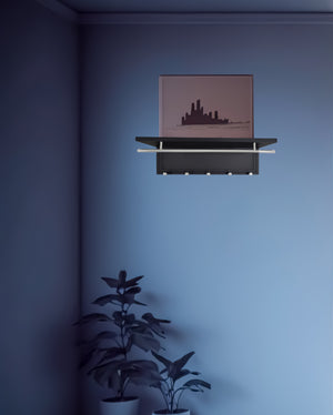 English Elm Esyspot Wall Mounted Coat Hook with Shelf | Space-Saving Organizer for Entryway, Mudroom, Laundry Room 93 Black B091P240950