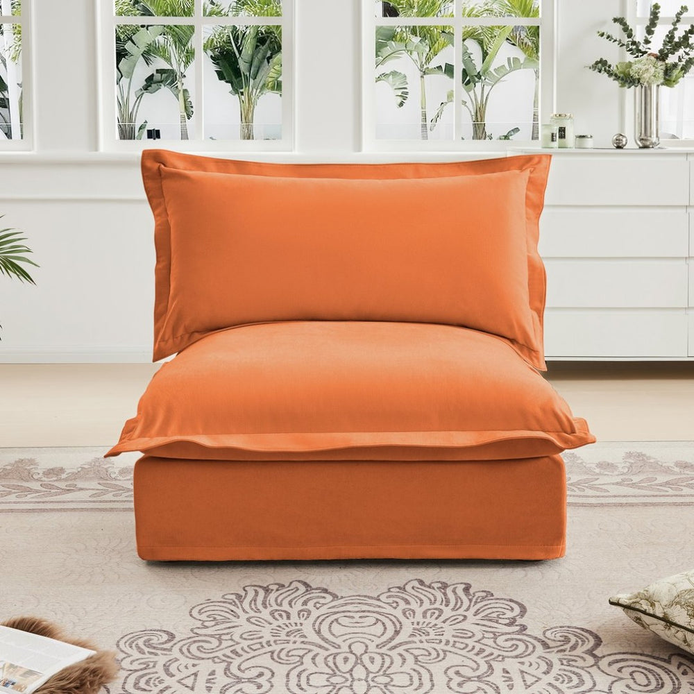 English Elm Koala Armless Chenille Sofa Deep Seat High Back Wrap Pillow Living Room Couch W3041P281160