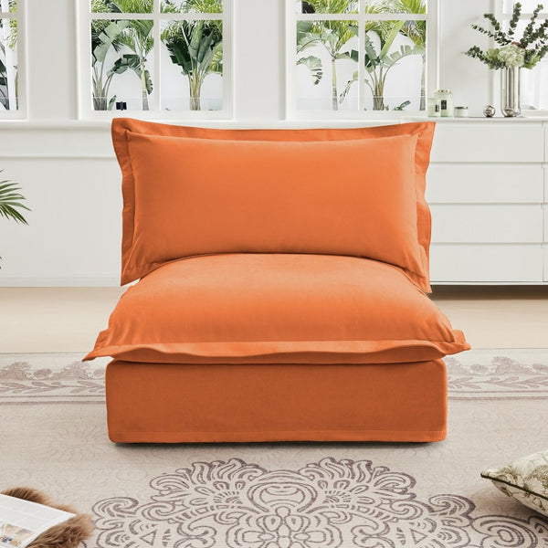 English Elm Koala Armless Chenille Sofa Deep Seat High Back Wrap Pillow Living Room Couch W3041P281160