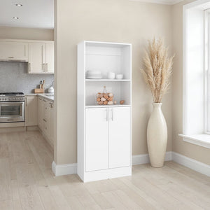 English Elm Insite Slim Pantry Cabinet with Open Shelves and Closed Storage for Modern Kitchens B128P485381