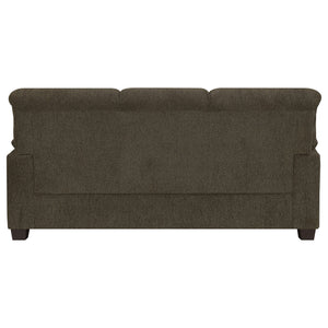 English Elm Scottsdale Plush Brown Sofa with Wide Arms, Cushioned Headrest & Nailhead Trim for Cozy Rooms B062P357814