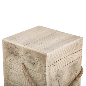 English Elm Outdoor Mgo Cylindrical Side Table Whitewashed Rustic Coastal Farmhouse Accent N765P382585W