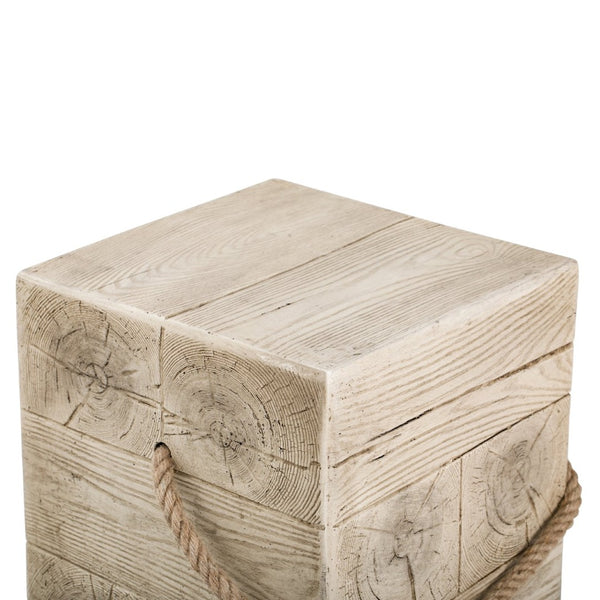 English Elm Outdoor Mgo Cylindrical Side Table Whitewashed Rustic Coastal Farmhouse Accent N765P382585W