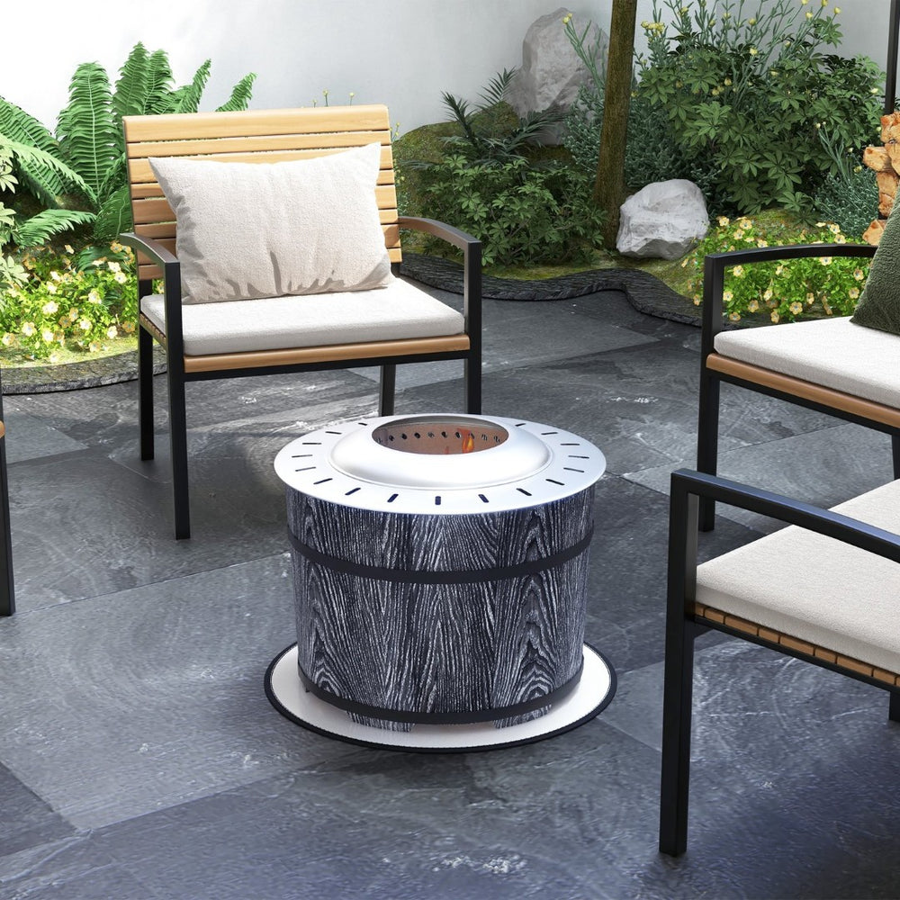 English Elm Outsunny Barrel Wood Burning Fire Pit Low Smoke Secondary Combustion Backyard Patio Portable Black W2225P174293