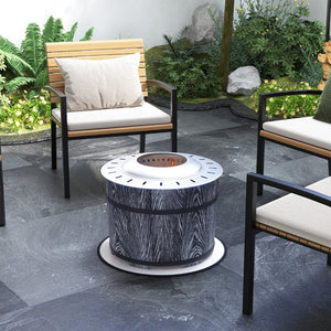 English Elm Outsunny Barrel Wood Burning Fire Pit Low Smoke Secondary Combustion Backyard Patio Portable Black W2225P174293