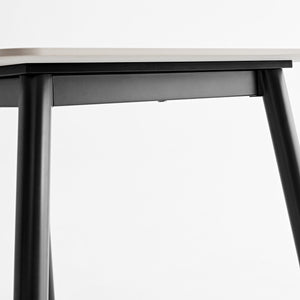 English Elm Large Rectangular Table with Sintered Stone Top and Sculptural Metal Base — Modern Heat‑Resistant Dining Surface White,White+Black W1911S00016