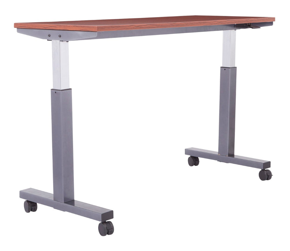 OSP Home Furnishings Adj Height Table with Pneumatic Lever Steel Frame Laminate Top for Flexible Workspaces Chy Top/Titanium PHAT2460C7