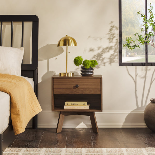 MCM 20" 1 Drawer Nightstand Mocha FRAB4CMO Walker Edison