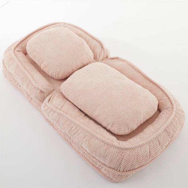 English Elm Human Dog Bed Lazy Sofa Couch 5-Position Adjustable Foldable Seat for Compact Living Spaces Pink W2108P193239