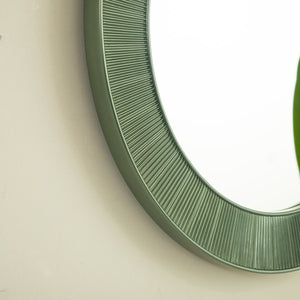English Elm 31'' Cyclis Mirror with Thick PU Frame, Backlit LED Strip, Touch Dimmer, Three Color Temps, Luxurious Wall Accent Green,Silver W2615P346495