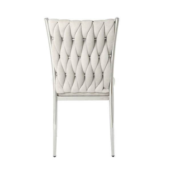 English Elm Modern Velvet Upholstered Dining Chairs Set of 2 with Electroplated Legs for Kitchen Light Gray W210P301597