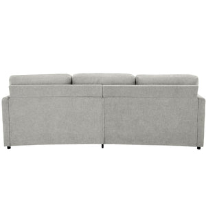 English Elm 101.2" Modular Chenille Sectional Sofa with Tufted Cushions and Deep Seating for Living Room Light Grey N719S001922R