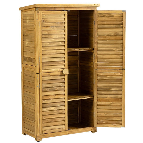 English Elm Outdoor Fir Wood Vertical Storage Shed with Lockable Door and Waterproof Sloped Roof W1422P233383