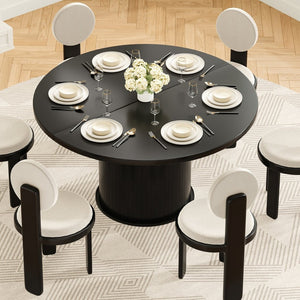 English Elm 43" Round Wood Dining Table with Geometric Metal Base Seats 4 Space Saving Modern T3623P433911
