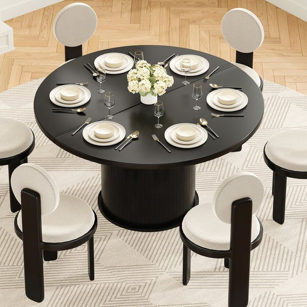 English Elm 43" Round Wood Dining Table with Geometric Metal Base Seats 4 Space Saving Modern T3623P433911