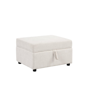 English Elm 109.1" Sectional Sofa Bed with Convertible Pull-Out, Hidden Storage Ottoman, USB Ports & Cup Holders Beige N719S001933A