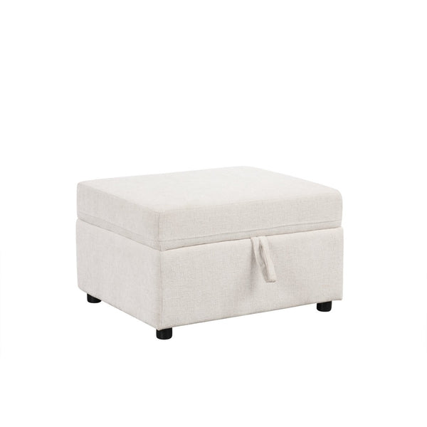 English Elm 26.6" Chenille Lift Top Storage Ottoman Wide Seat Footrest for Living Room or Bedroom Beige N719P264008A