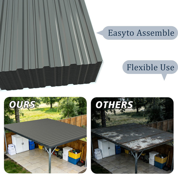 English Elm 10 Galvanized Steel Corrugated Roof Panels Weatherproof Pergola Shed Patio Cover W3213P431200