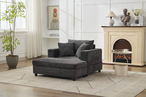 English Elm Chaise Lounge Chair With Removable Ottoman & Pillows - Modern, Pet-Friendly Accent Sofa Bed For Comfort W1170P353049
