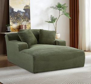 English Elm Cloudline Oversized Chaise Lounge Chair with Soft Corduroy Full Foam Cushioning, No Assembly Required Green B2735P271451