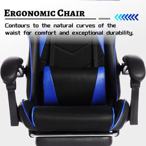English Elm Deepfurniture Racing Style Gaming Chair Pu Leather Massage Lumbar Footrest Home Office W3860P428603