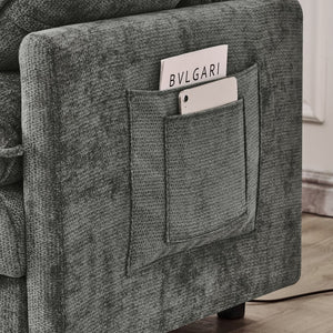 English Elm 101.9-inch Chenille Modular Sofa with Movable Footstool for Living Room Comfort W288S00033