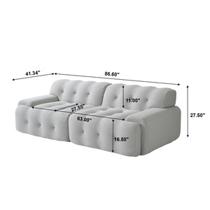 English Elm Bubble Sectional Sofa Comfort - 3D-Knitted Two-Seater Loveseat In Versatile Grey For Modern Spaces B341S00009