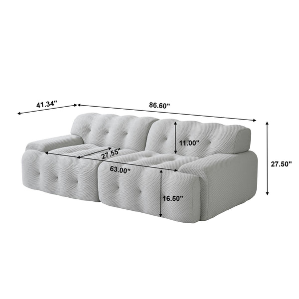 English Elm Bubble Sectional Sofa Comfort - 3D-Knitted Two-Seater Loveseat In Versatile Grey For Modern Spaces B341S00009