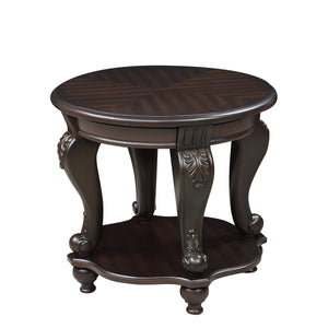 English Elm Living Room Coffee Table Set with Distressed Chipped Wood Top, Solid Wood Legs, Heat-Resistant Veneer Espresso W1202S00008