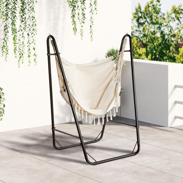 English Elm Outsunny Boho Hammock Chair With U-Shaped Stand, Comfortable Lounge Swing For Indoor/Outdoor Use W2225P174052-GIGA