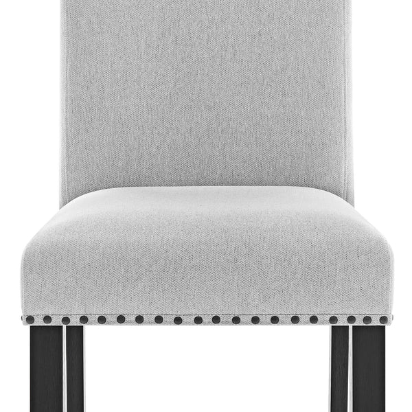 English Elm Modern Modern Look 2pc Light Gray Fabric Side Chairs with Full Back, Nailhead Trim, Ergonomic Dining Accent B011P228162