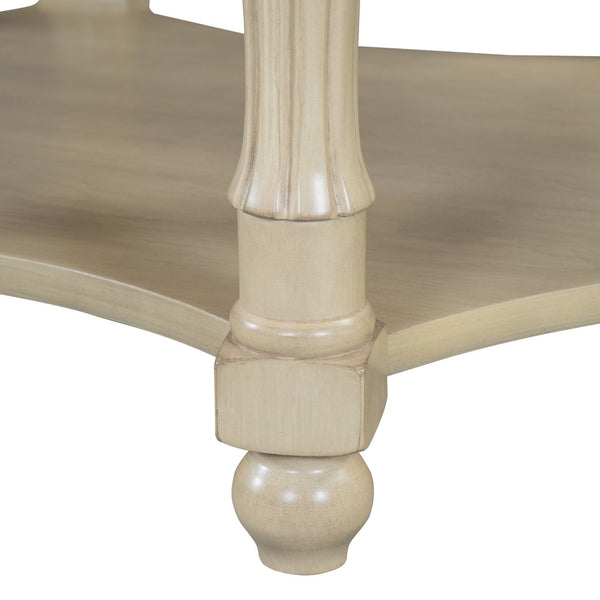 English Elm Vintage Oval Coffee Table With Drawer & Storage Shelf - French Country Charm For Living Rooms N735P277388K-GIGA