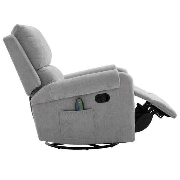 English Elm Manual Recliner Swivel Rocker Massage Chair Chenille Nursery and Living Room Seat Grey N763P347287E