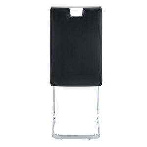 English Elm Set Of 4 Bow-Shaped Black Pu Chairs - Modern Elegance For Dining, Office, And Lounge Spaces W3226P279082-GIGA