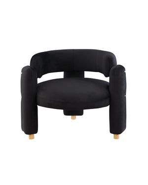 English Elm Accent Chair with Hollow Backrest for Ergonomic Support, Solid Wood Frame, Stylish Fabric Upholstery Black W1420P194054