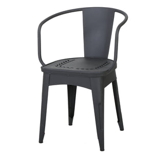 English Elm Christopher Knight Home® - LOURDES 3 PC KD METAL SET Bistro Patio 3-Piece Cast Iron Table & 2 Stackable Cafe Chairs, Weatherproof Elegance Black 56559.00BLK