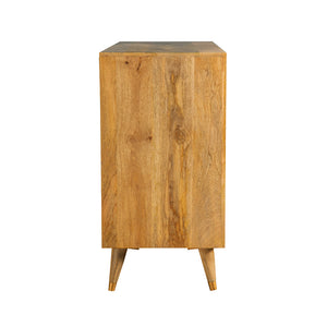 English Elm Austin Natural 3-Door Accent Cabinet with Checkered Pattern, Tapered Legs, Warm Wood Grain Finish B062P328615