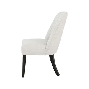 English Elm Set of 2 Channel Tufted High Back Dining Chairs Cream Fabric with Flared Black Legs B016P445379