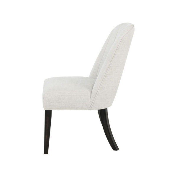 English Elm Set of 2 Channel Tufted High Back Dining Chairs Cream Fabric with Flared Black Legs B016P445379