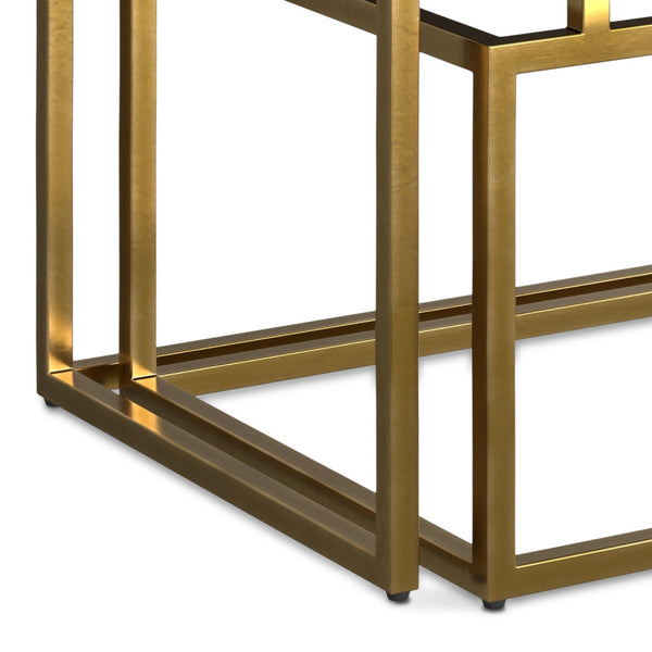 English Elm Macy Black & Gold 2-Pc Nesting Tables — Solid Mango Wood Tops, Metal Frame, Modern End Tables B136P203440
