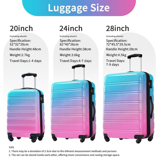 English Elm Hardshell Polycarbonate 3 Piece Luggage Set Spinner Wheels Tsa Lock Expandable Travel Blue+Red N732P184448W