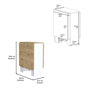 English Elm Folding Expandable Table Converts to 3 Forms — Space-Saving White/Macadamia Engineered Wood, 58.7" B097P221374