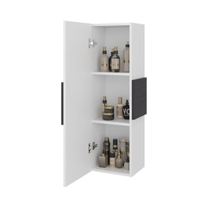 English Elm Magna Tall Narrow Wall Cabinet Three Shelves Melamine Bathroom Storage Organizer White B097P474282