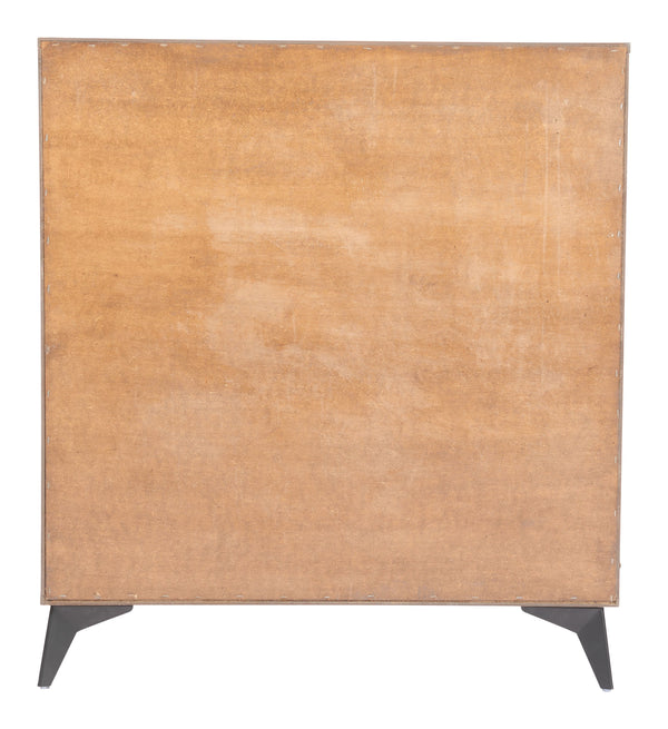 Zuo Modern Zarif Chest Black & Walnut - Modern Elegance With Shearling-style Fabric For Hospitality Settings Black 100% Polyester,Mdf,Steel 110655-zuo-modern