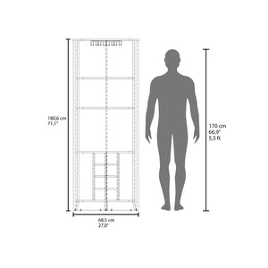 English Elm Hampton Tall Bar Cabinet with Wine Rack Glass Holder and Enclosed Storage Shelves B128S00207