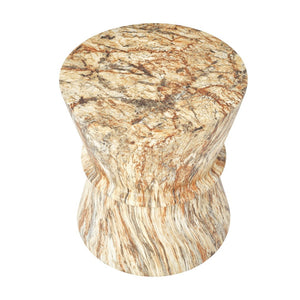 English Elm U_style Hourglass Mgo Concrete Outdoor Accent Table Sculptural Stone Texture Patio Decor Amber,Brown N711P422072A