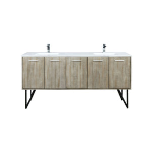 English Elm Rustic Acacia Double Bath Vanity 72" Wide With White Quartz Top & Chrome Faucet For Modern Elegance B2731P259640-GIGA