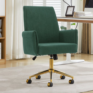 English Elm Mid-back Striped Fabric Office Chair with Gold Base Ergonomic Memory Foam Lumbar Green W2311P420442