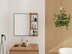English Elm 10'' Wall Mounted Mirrored Bathroom Cabinet Plywood Build with Soft Close Hinge Storage W999P470298